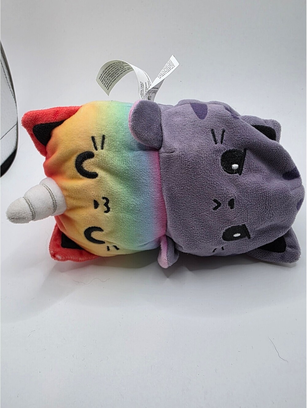 TeeTurtle Reversible Cat Kittencorn Plush Purple Rainbow Unicorn 4"